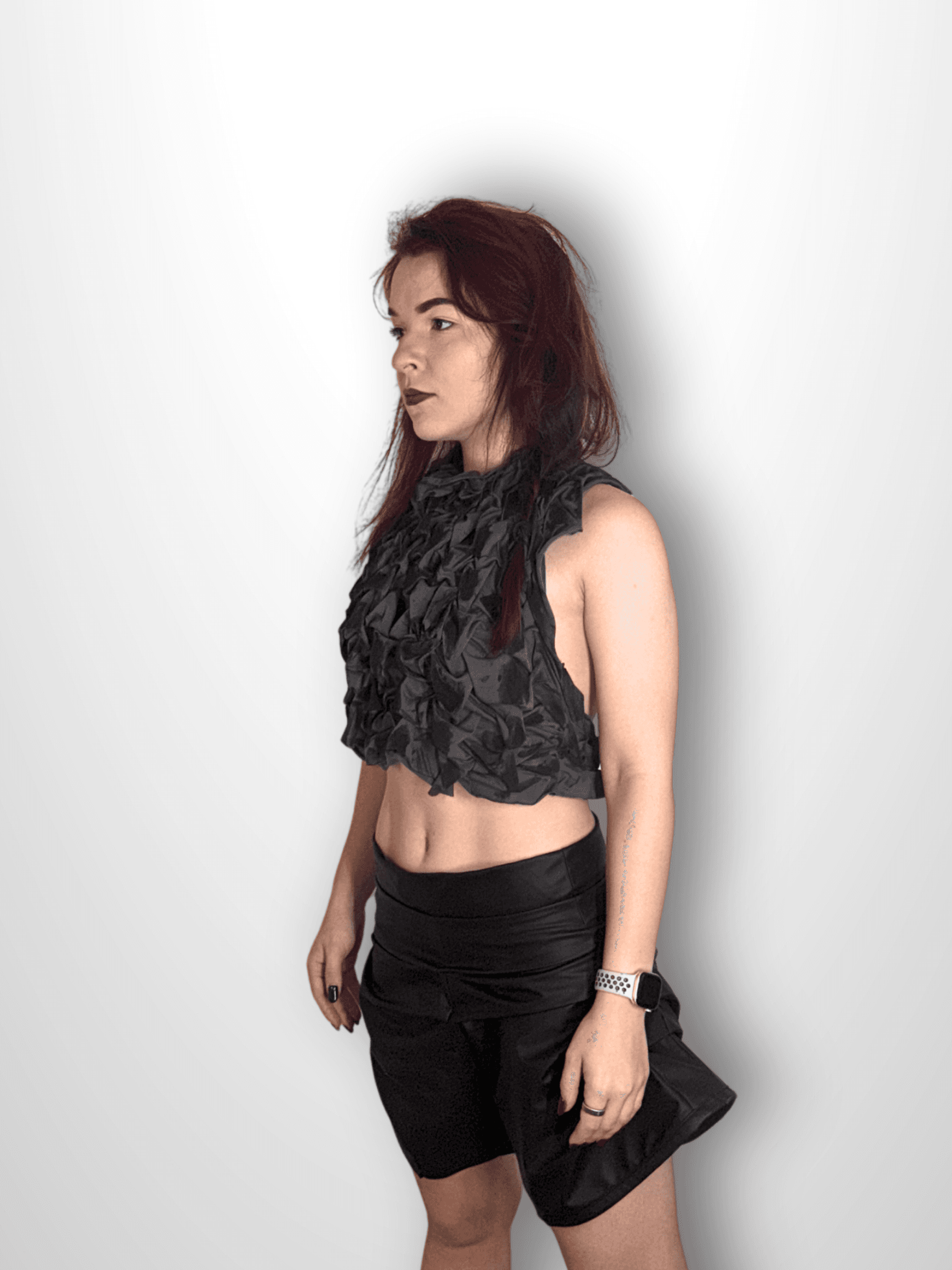 SCALE SMOCKING TOP in grey/black — tops by Berlakva, photo 2