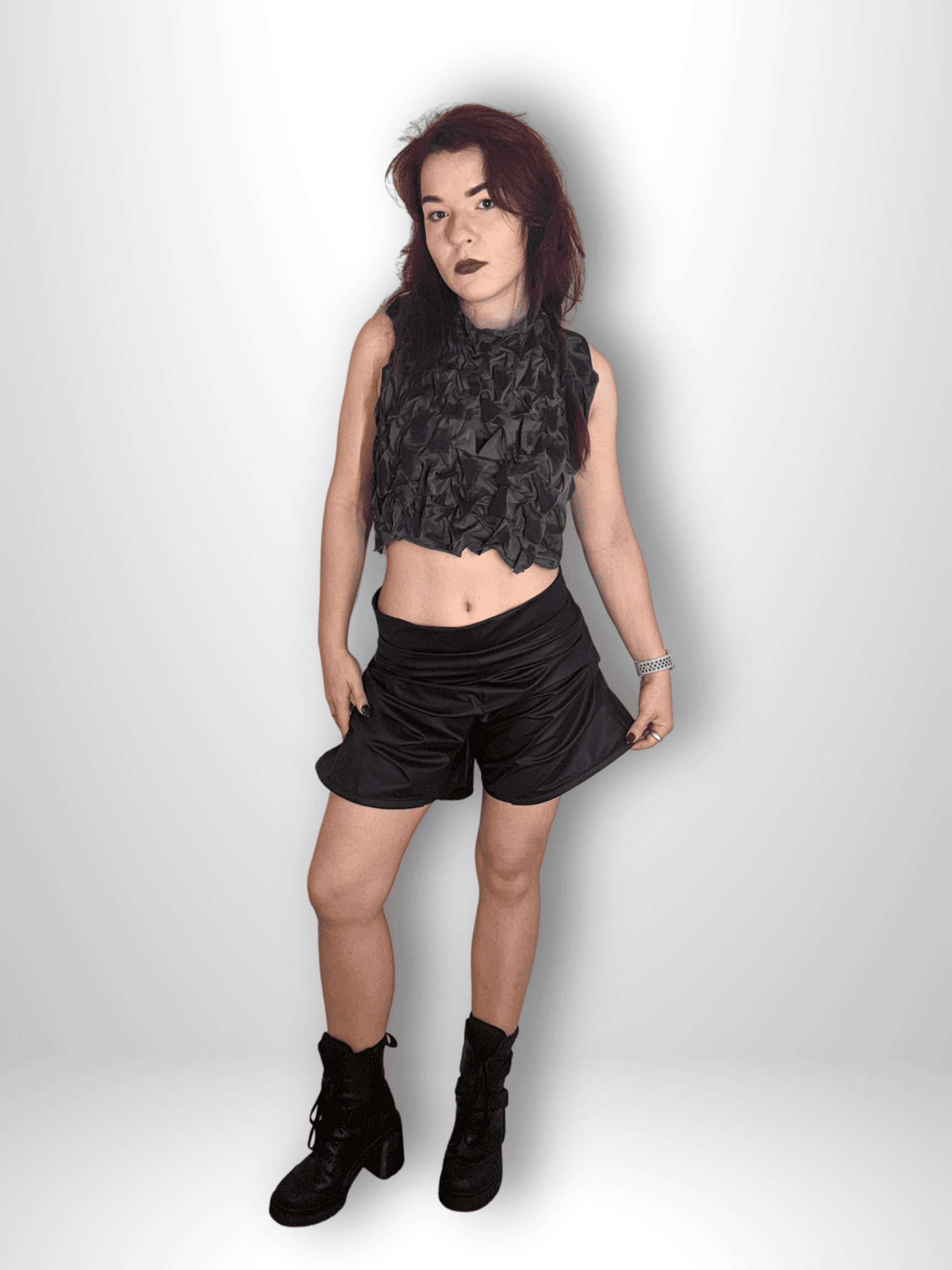 FLARE RIB SHORTS in black — shorts by Berlakva, photo 6