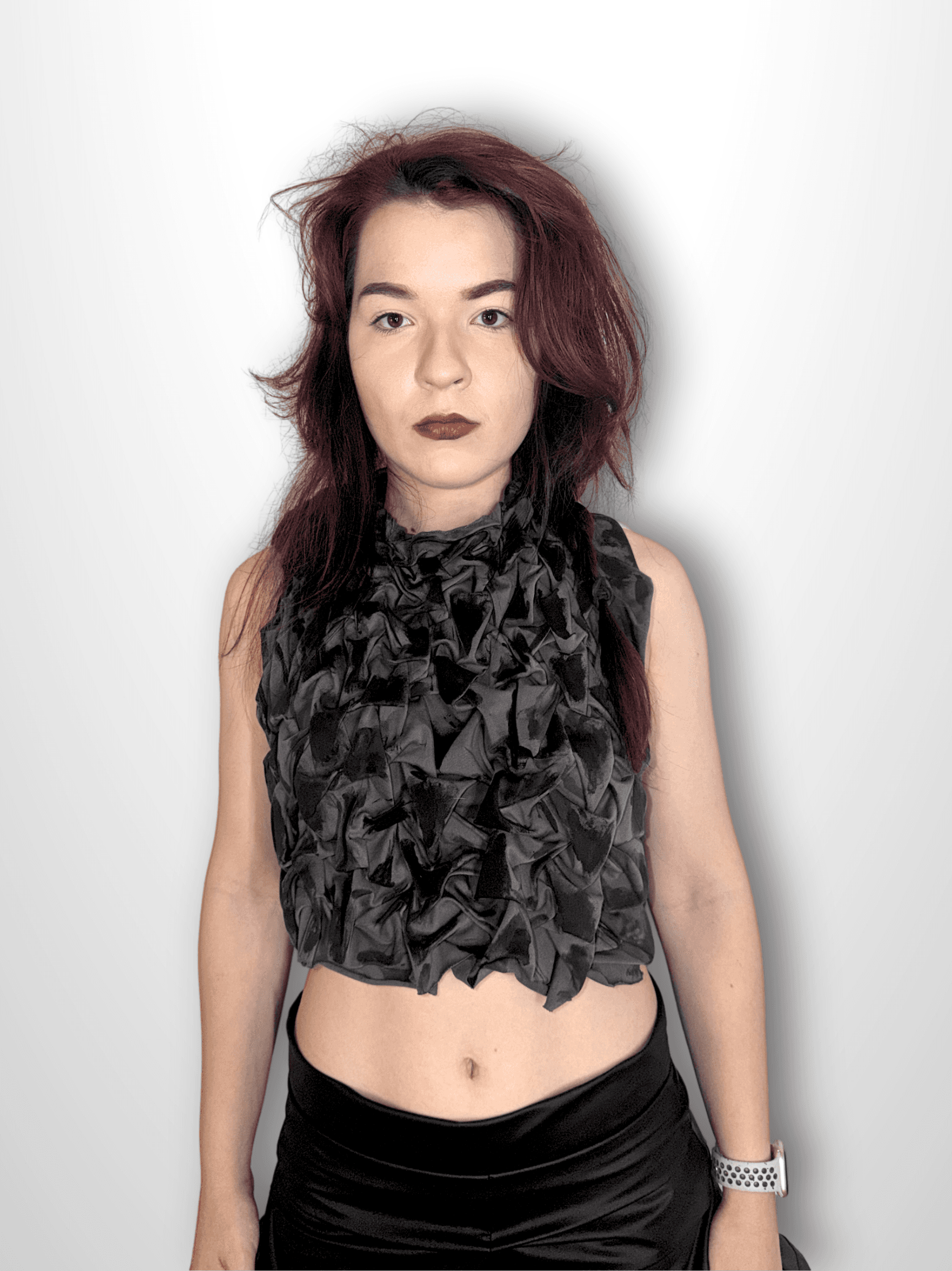 SCALE SMOCKING TOP in grey/black — tops by Berlakva