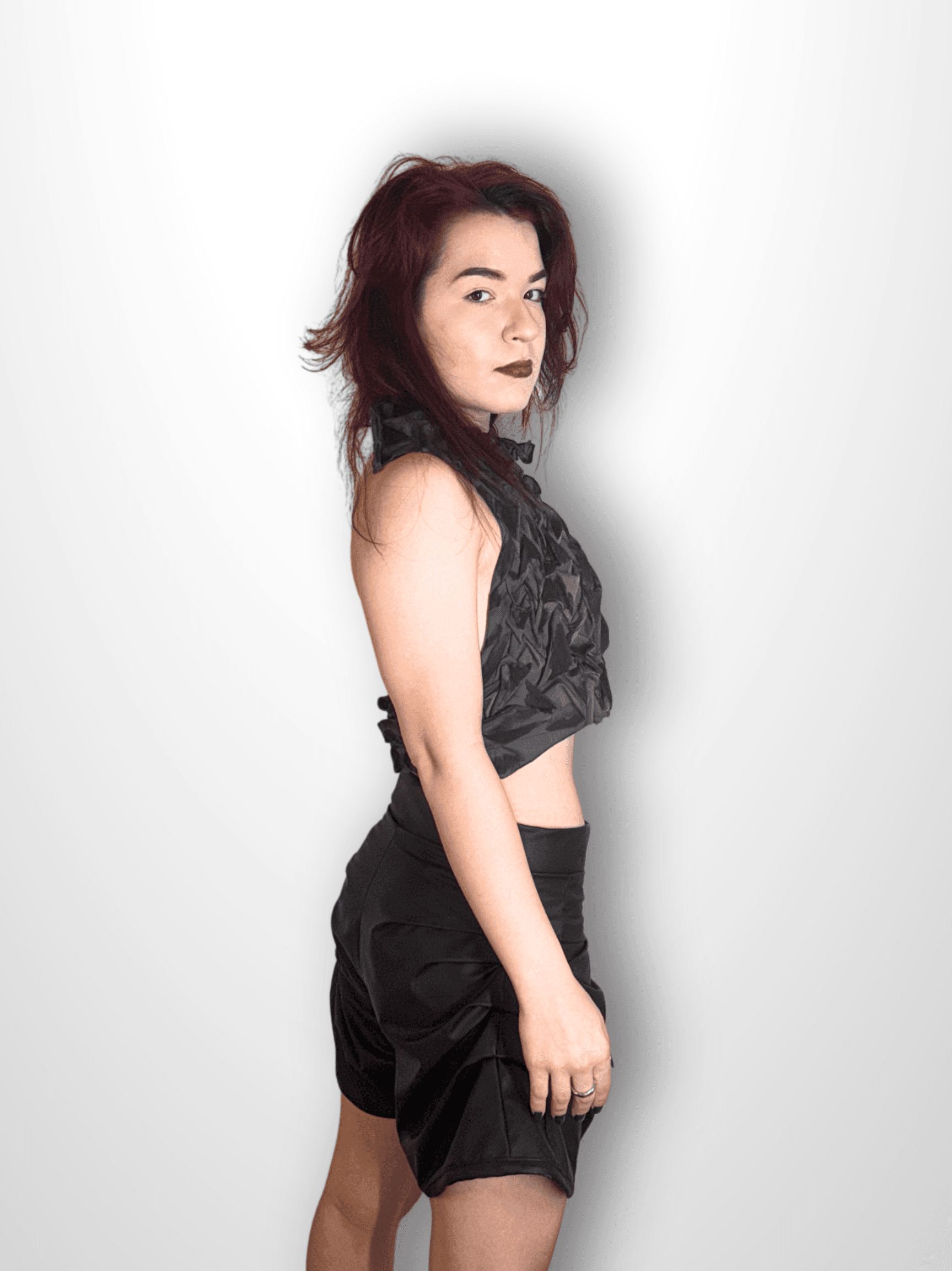 SCALE SMOCKING TOP in grey/black — tops by Berlakva, photo 3
